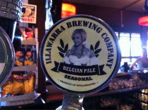 The Belgian Pale beer tap at the Illawarra Brewery. To the best of my knowledge the young lady on the tap does NOT work for the Illawarra Brewing Company. Which is a bit of a shame.