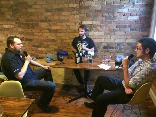 Luke (centre) and Dave interview Kris Scholl from Deschutes